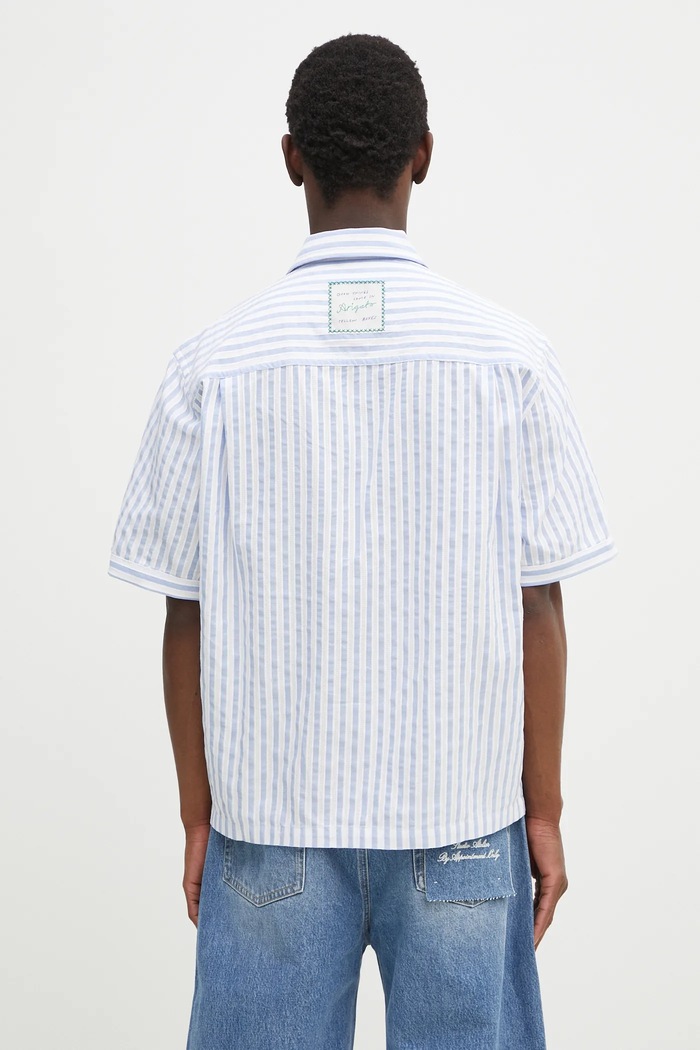 Ρούχα Βαμβακερό πουκάμισο Axel Arigato Lido Striped Shirt A2908001 μπλε