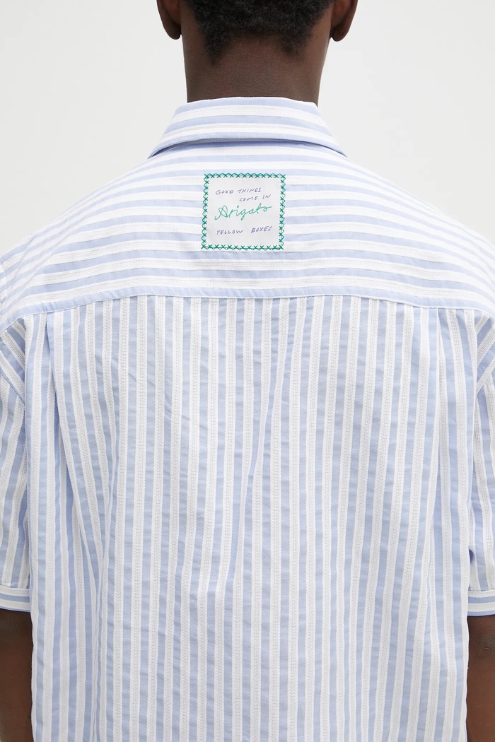 Βαμβακερό πουκάμισο Axel Arigato Lido Striped Shirt A2908001 μπλε