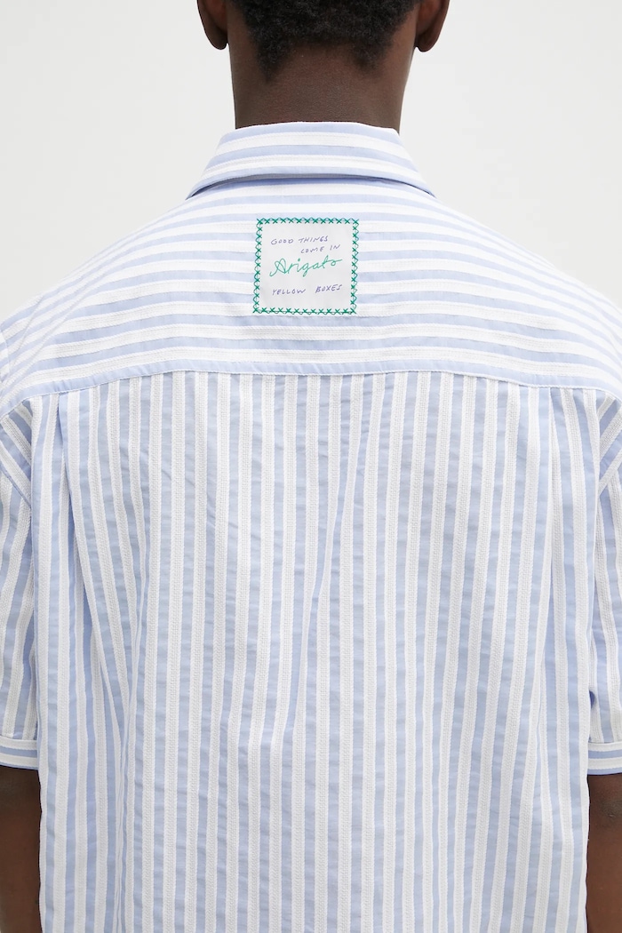 Βαμβακερό πουκάμισο Axel Arigato Lido Striped Shirt A2908001 μπλε