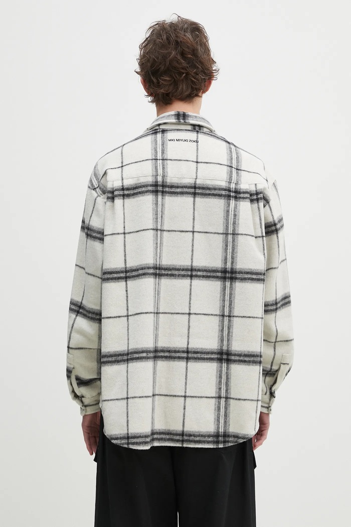 Odzież MKI MIYUKI ZOKU koszula z domieszką wełny Check Flannel Shirt CHECK.FLANNEL.SHIRT.OFF beżowy