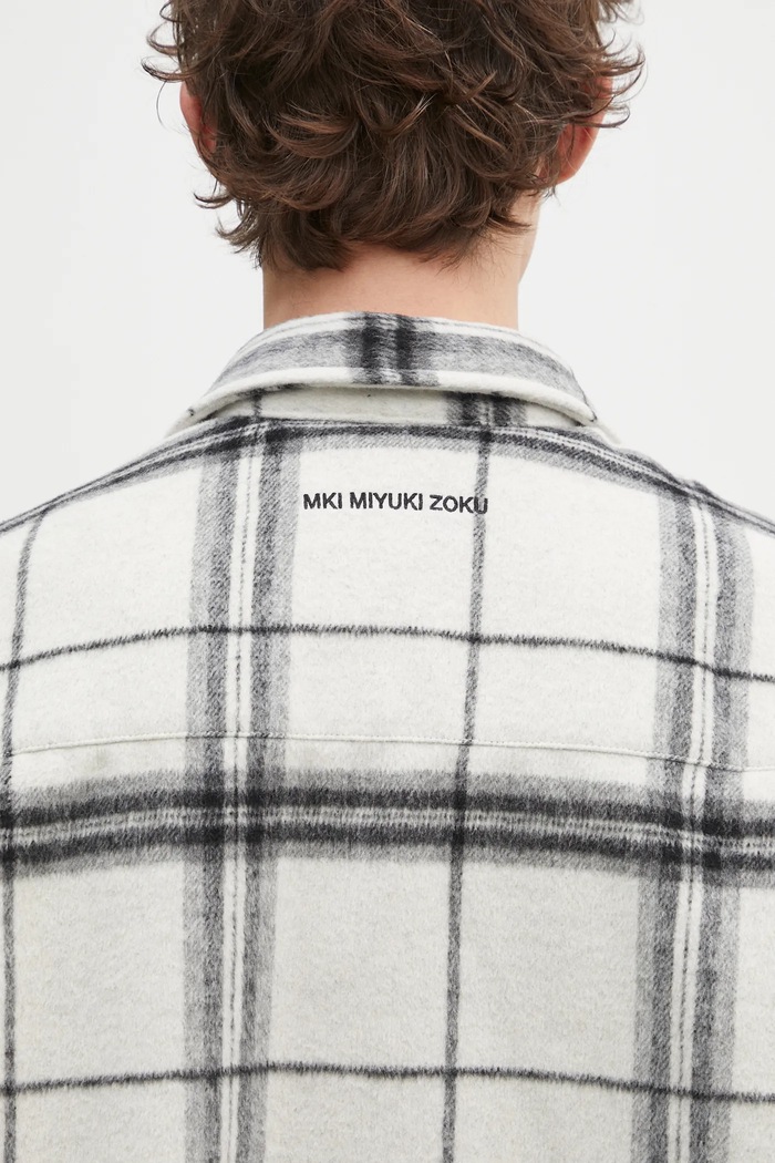 MKI MIYUKI ZOKU koszula z domieszką wełny Check Flannel Shirt CHECK.FLANNEL.SHIRT.OFF beżowy