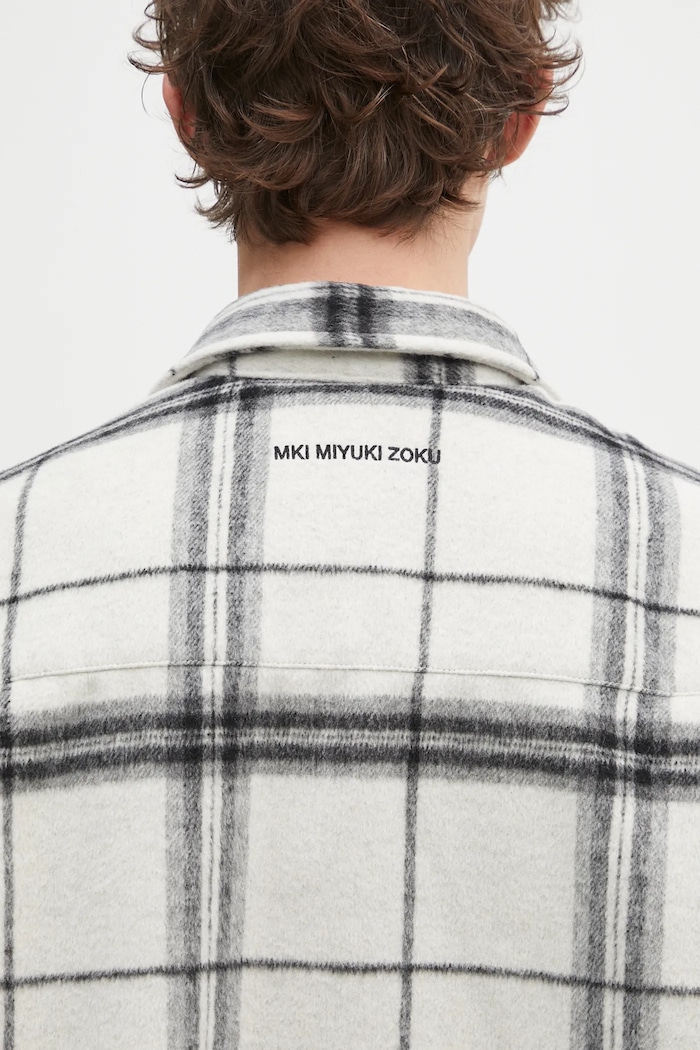 MKI MIYUKI ZOKU koszula z domieszką wełny Check Flannel Shirt CHECK.FLANNEL.SHIRT.OFF beżowy