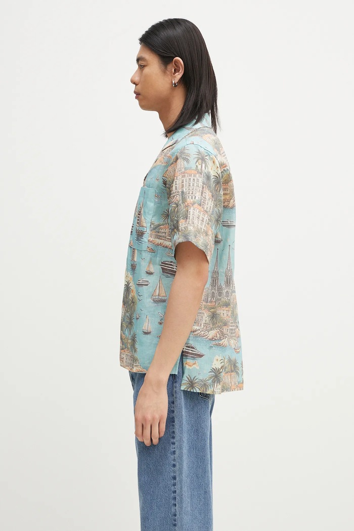 RHUDE linen shirt Sailing Map RHPS25SR01012 blue SS25