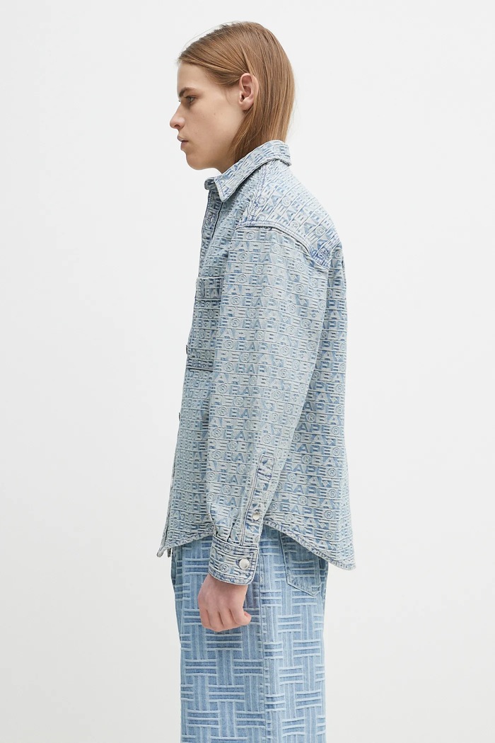 Džínová bunda A Bathing Ape Lux Sport Pattern Jacquard 10Oz Denim 1K80131002 modrá SS25