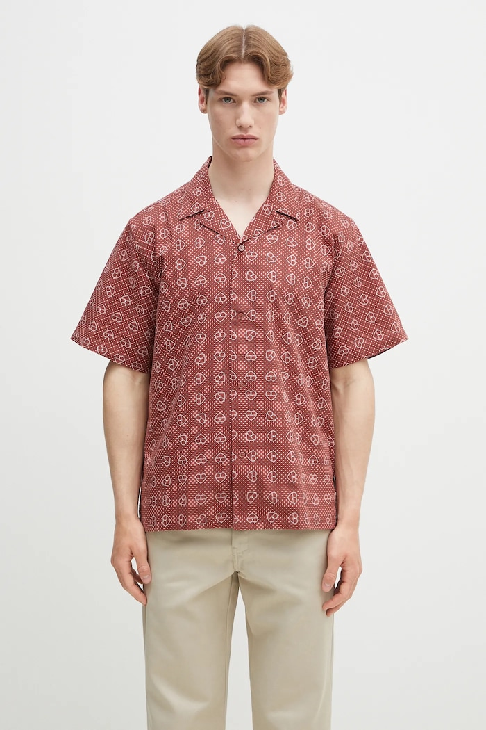 Bavlnená košeľa Carhartt WIP S/S Furoshiki Shirt relaxed hnedá I034549.2UJXX