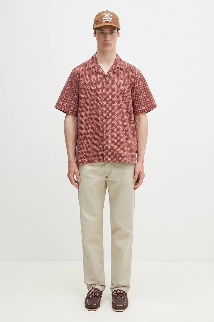 Bavlnená košeľa Carhartt WIP S/S Furoshiki Shirt I034549.2UJXX hnedá