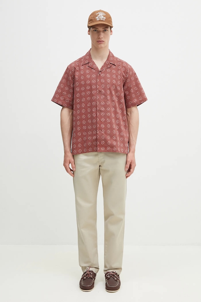 Bavlnená košeľa Carhartt WIP S/S Furoshiki Shirt I034549.2UJXX hnedá