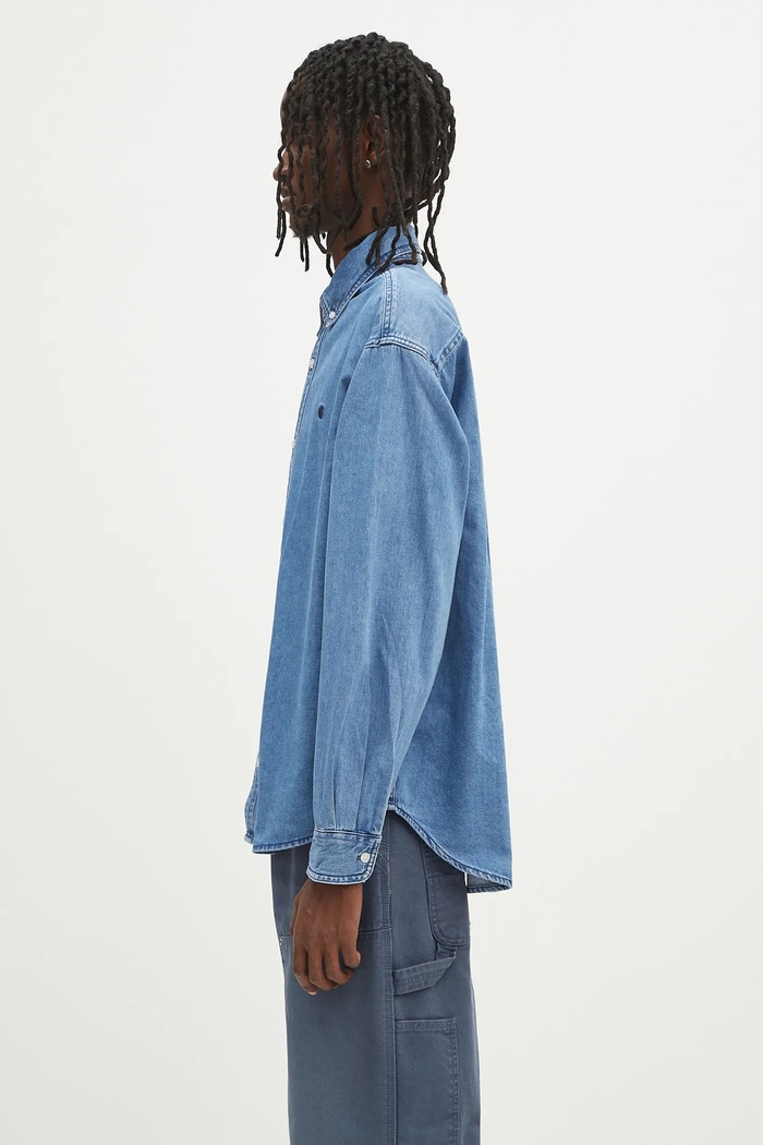 Τζιν πουκάμισο Carhartt WIP L/S Lucas Shirt I034525.106 μπλε AW25