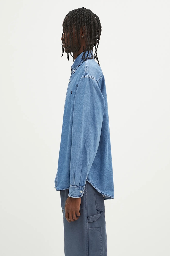 Τζιν πουκάμισο Carhartt WIP L/S Lucas Shirt I034525.106 μπλε AW25