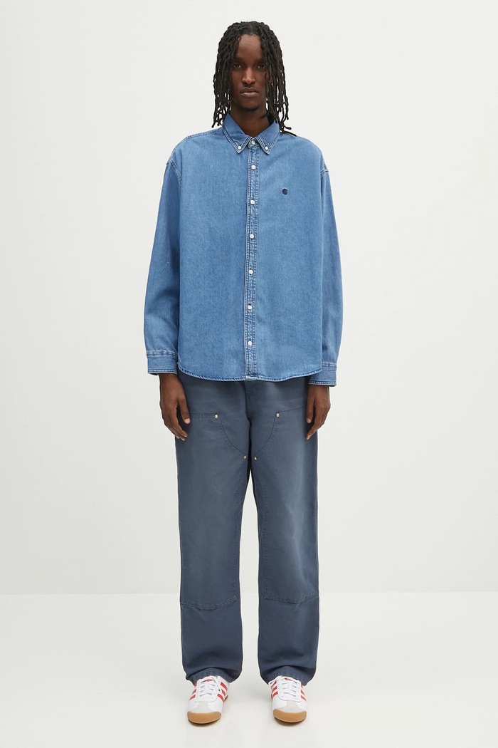 Τζιν πουκάμισο Carhartt WIP L/S Lucas Shirt I034525.106 μπλε