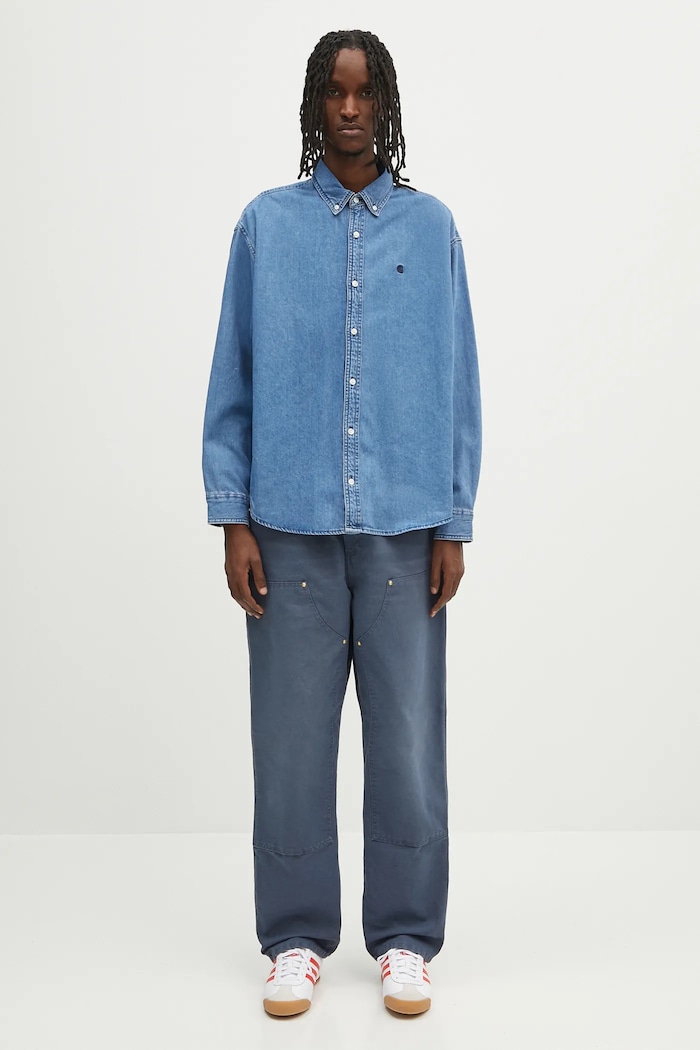Τζιν πουκάμισο Carhartt WIP L/S Lucas Shirt I034525.106 μπλε