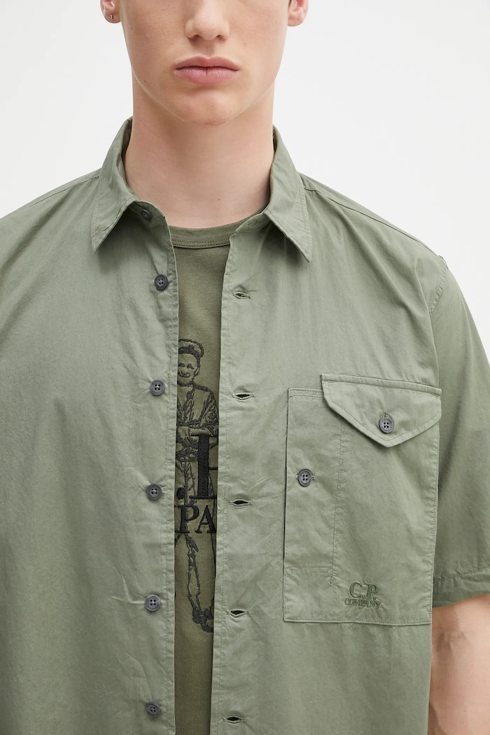 C.P. Company cămașă din bumbac verde 18CMSH249A005328G