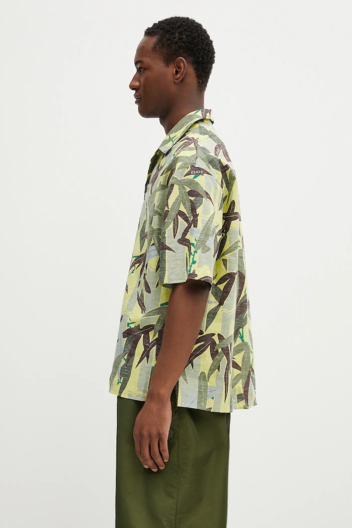 Kenzo camicia in lino misto FF55CH1309P1.45 verde SS25