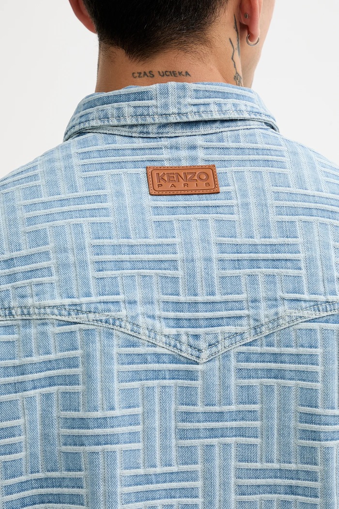 Cămașă din denim Kenzo albastru FF55DC1026J4.DB