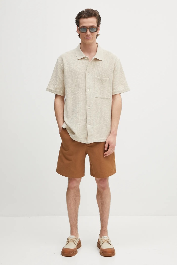 Βαμβακερό πουκάμισο Norse Projects Gustav Crochet Jersey Shirt N01.0683.2064 μπεζ