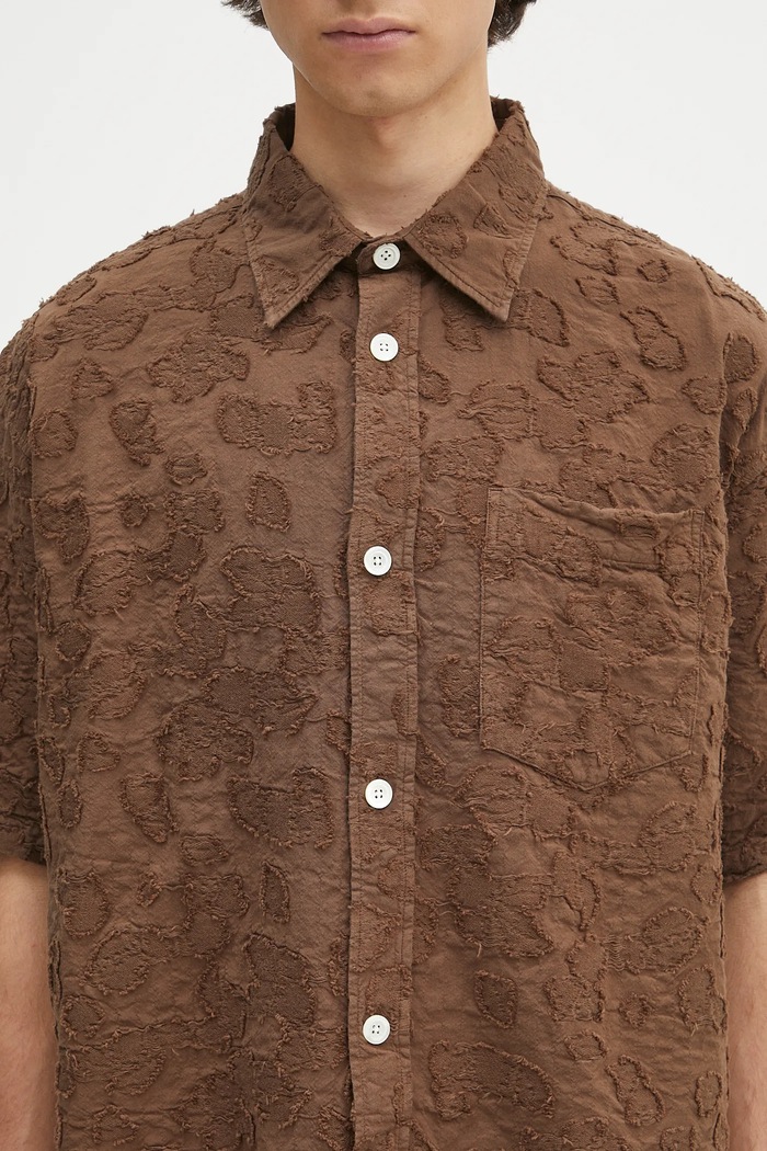 Πουκάμισο Norse Projects Mo Oversized Fil Coupe SS Shirt καφέ N40.0830.2033