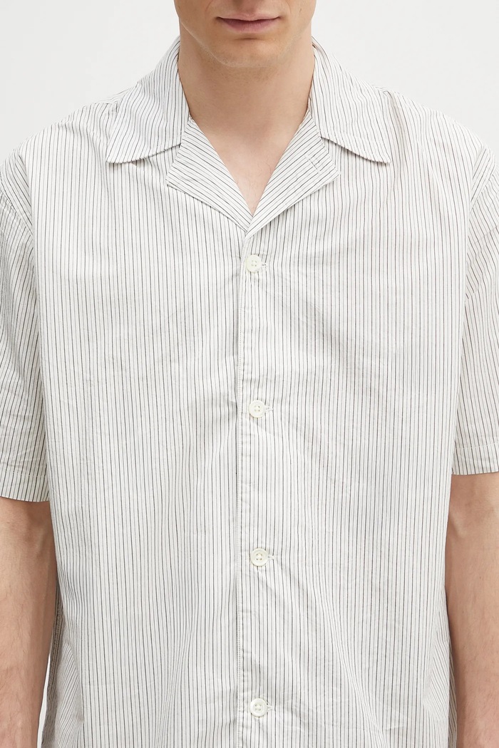 Βαμβακερό πουκάμισο Norse Projects Mads Poplin Stripe SS λευκό N40.0831.0957