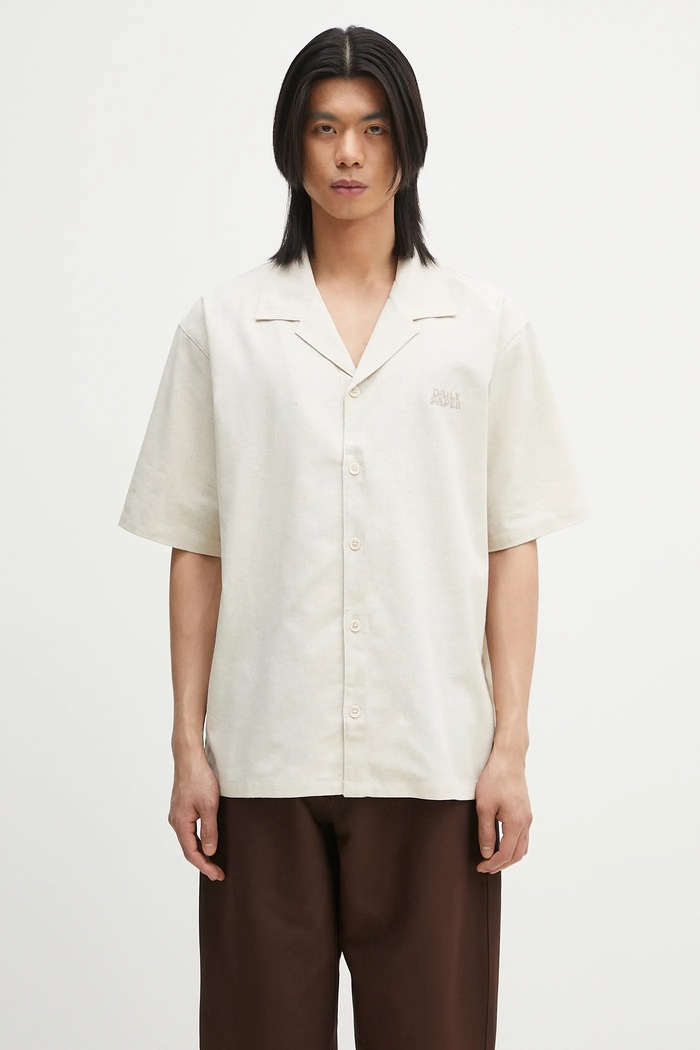 Daily Paper koszula Linen Ss Shirt klasyczny beżowy 2511123