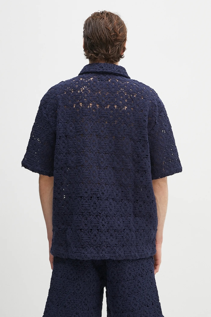 Одежда Рубашка Daily Paper Lace Shield Ss Shirt 2511118 тёмно-синий