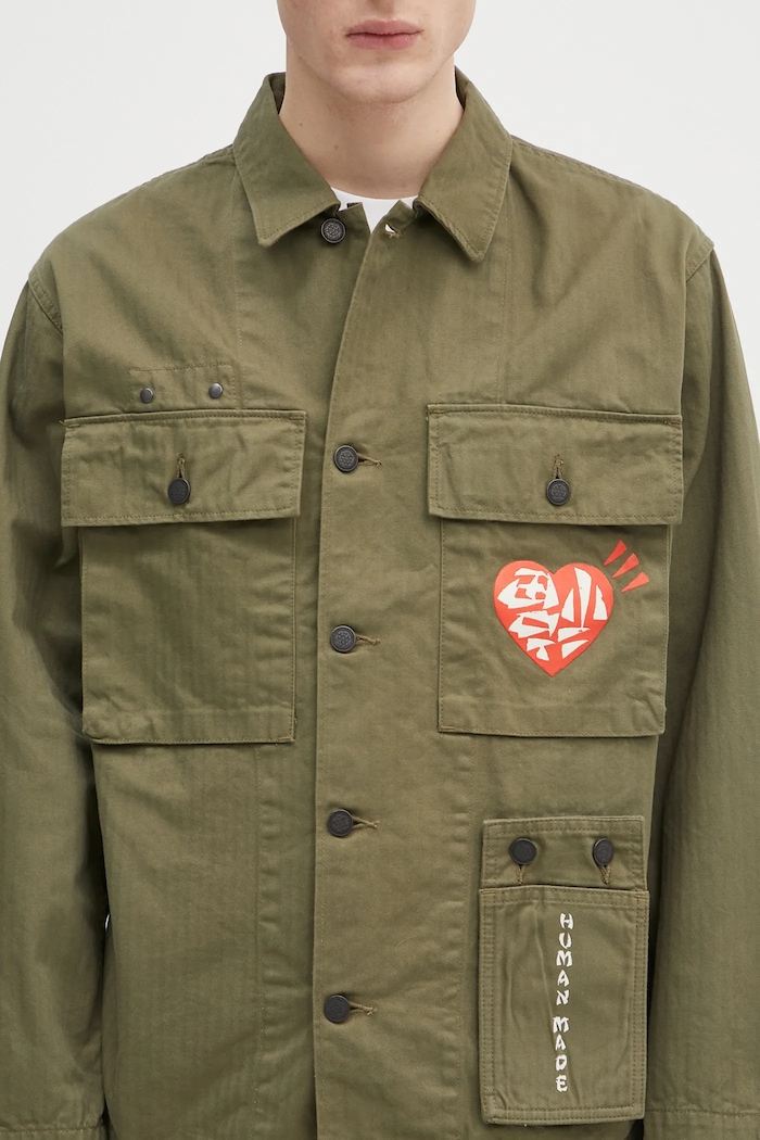 Pamučna košulja Human Made Military Shirt zelena HM29SH004