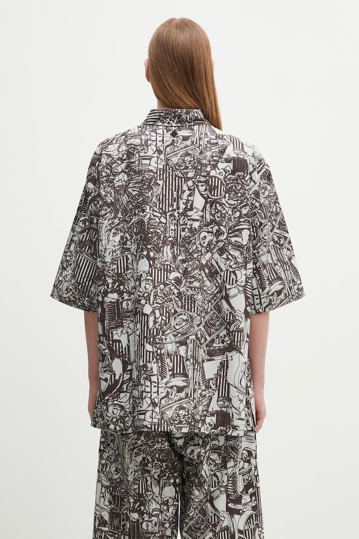 Odjeća Pamučna košulja Marcelo Burlon Aop Mech Bowling Shirt Dark Grey Medium CMGG002S25FAB0010706 siva