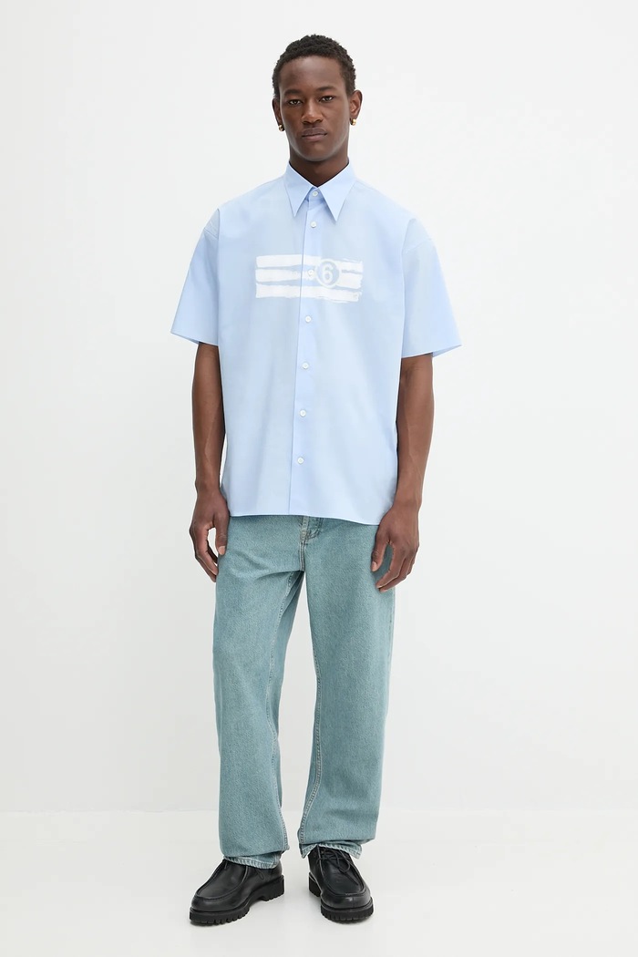 MM6 Maison Margiela koszula bawełniana SH2DR0004.M35256.479 niebieski AW25