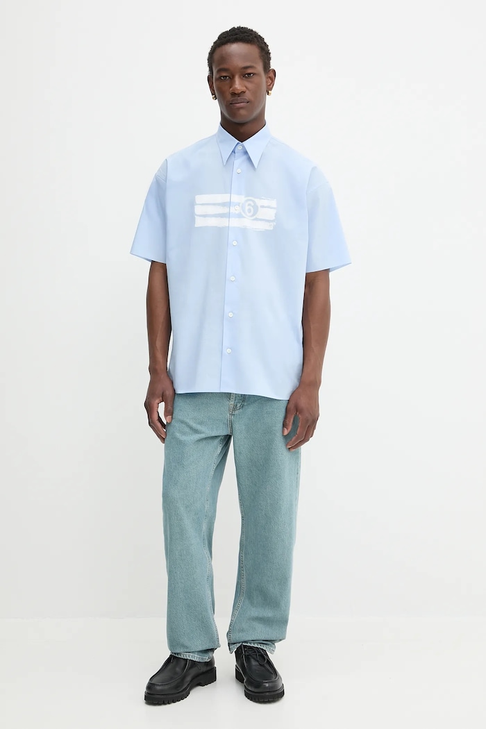 MM6 Maison Margiela koszula bawełniana SH2DR0004.M35256.479 niebieski AW25