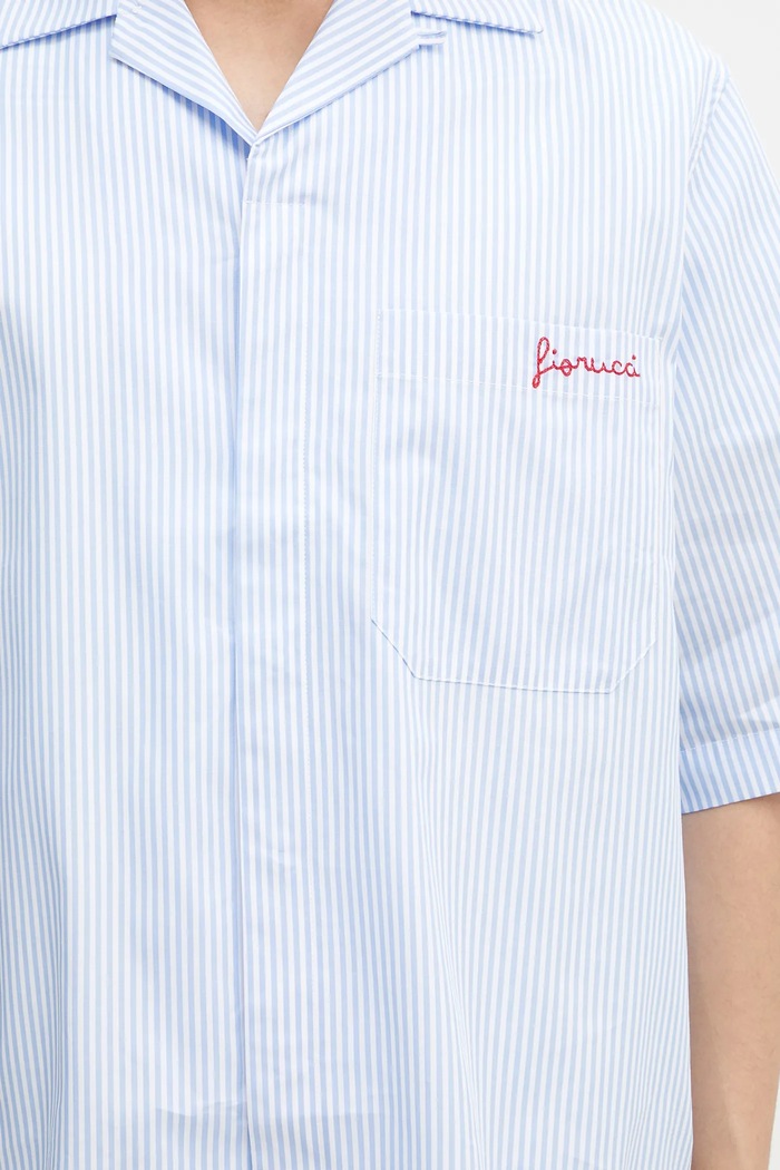 Fiorucci koszula bawełniana Striped Logo Bowling niebieski M02SPTSS295CO01BL02