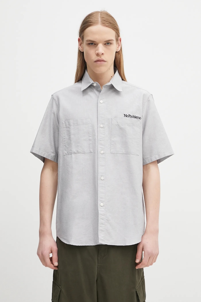 No Problemo koszula bawełniana SS Uniform Shirt bawełna szary NP4010303