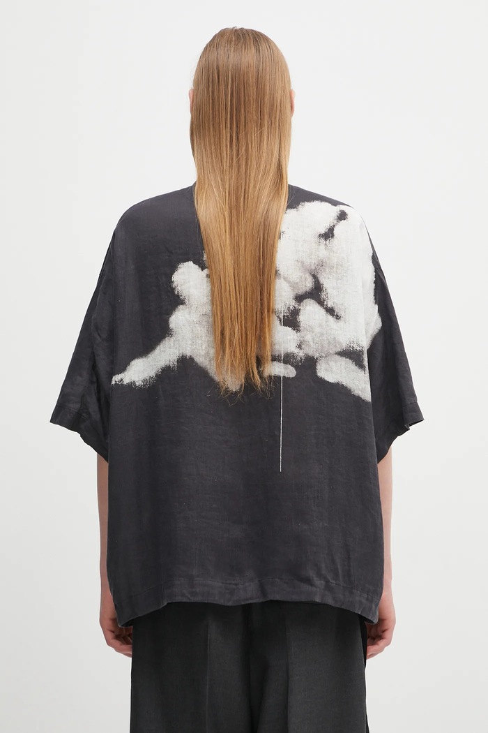 Clothing Undercover linen shirt Shirt/blouse UC1E4401.1 black