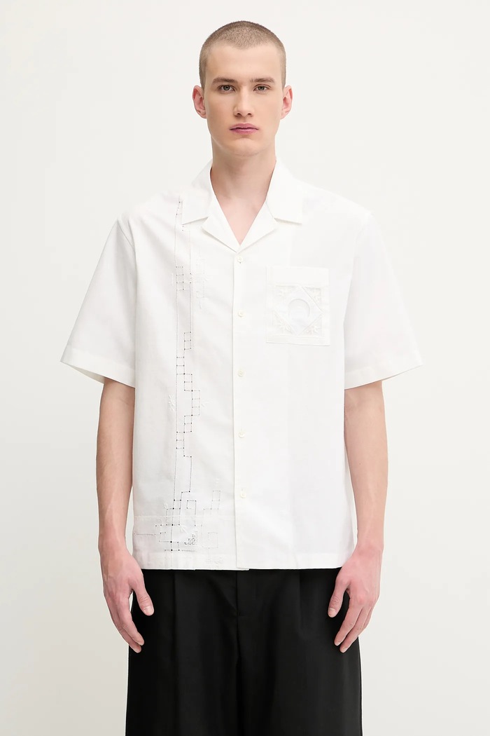 Marine Serre cotton shirt Regenerated Household Linen Bowling cotton white USI016A.UWOV0007