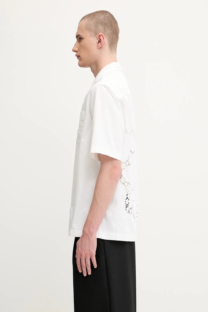 Marine Serre cotton shirt Regenerated Household Linen Bowling USI016A.UWOV0007 white SS25
