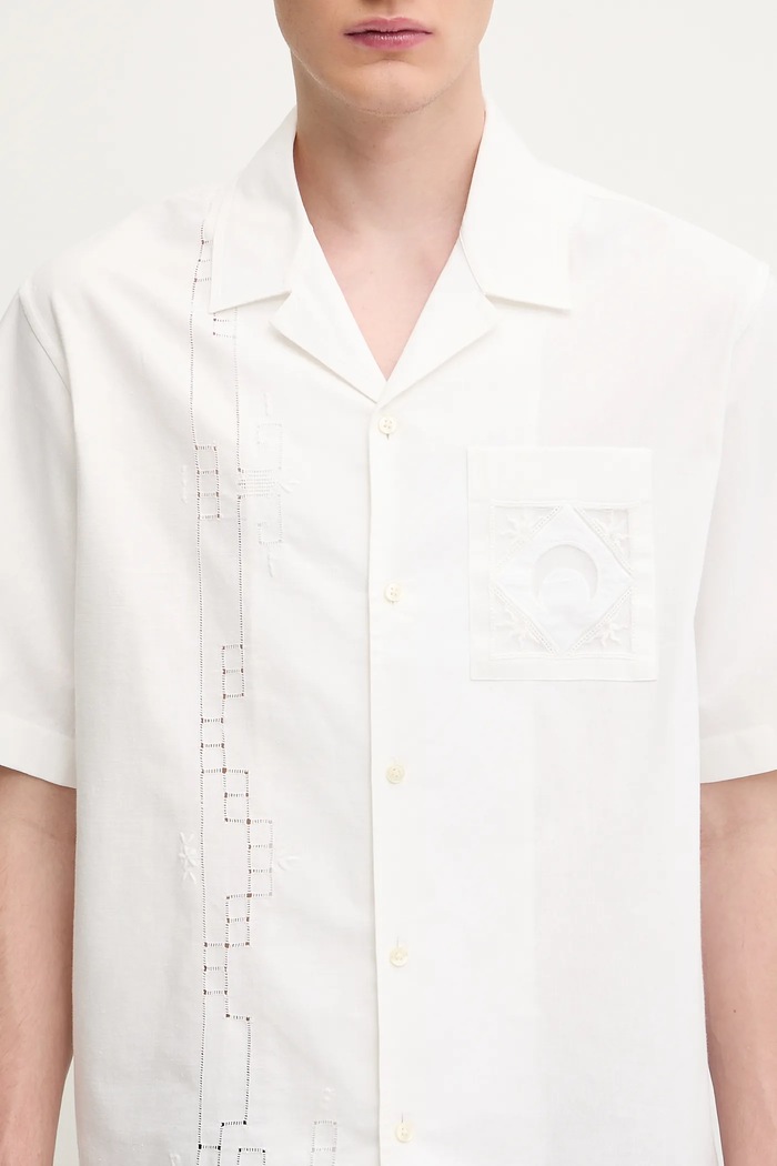 Marine Serre cotton shirt Regenerated Household Linen Bowling white USI016A.UWOV0007