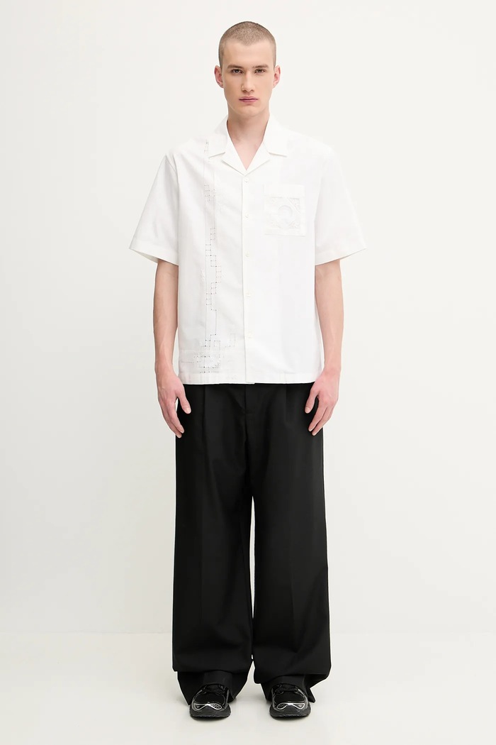 Marine Serre cotton shirt Regenerated Household Linen Bowling USI016A.UWOV0007 white