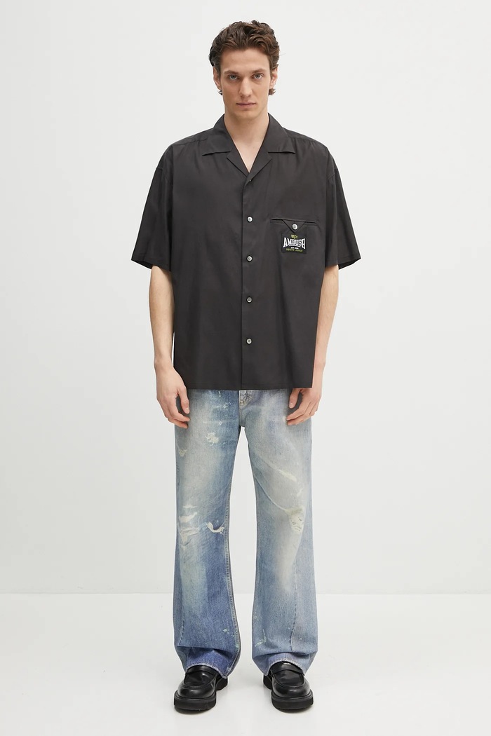 Πουκάμισο AMBUSH S/S Satin Shirt 12115311 μαύρο