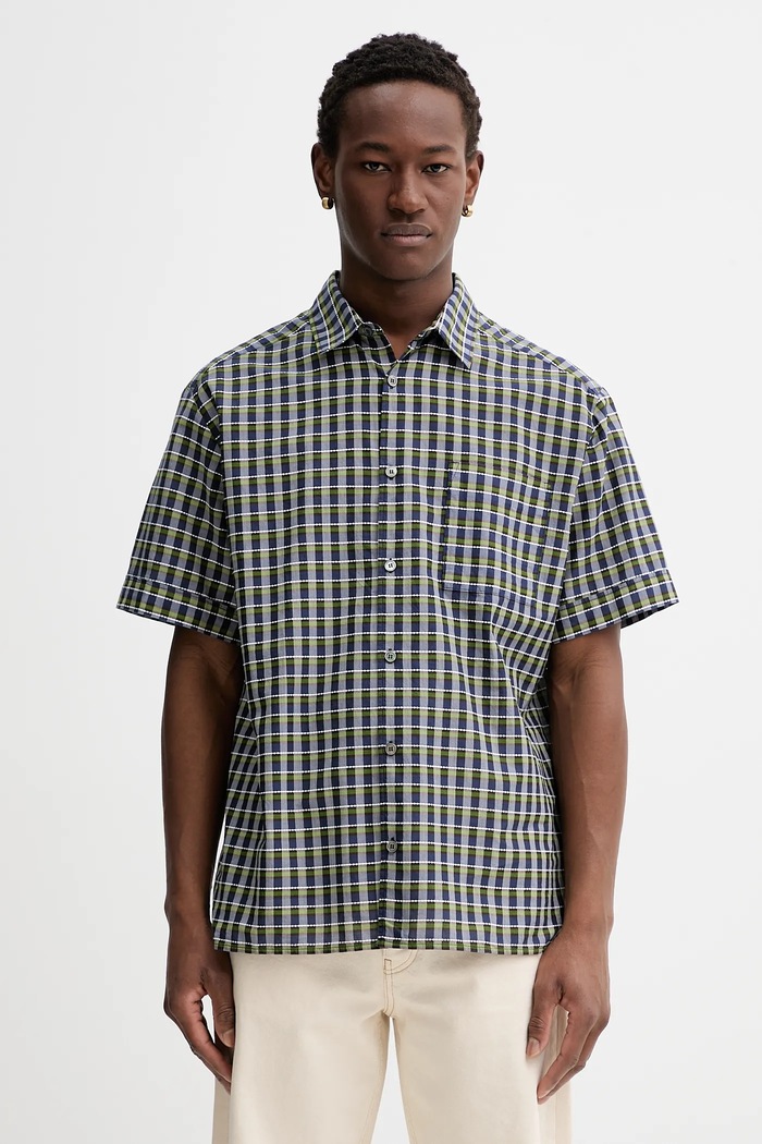 Bavlněná košile A.P.C. Chemisette Ross regular námořnická modř COHGA.H12541