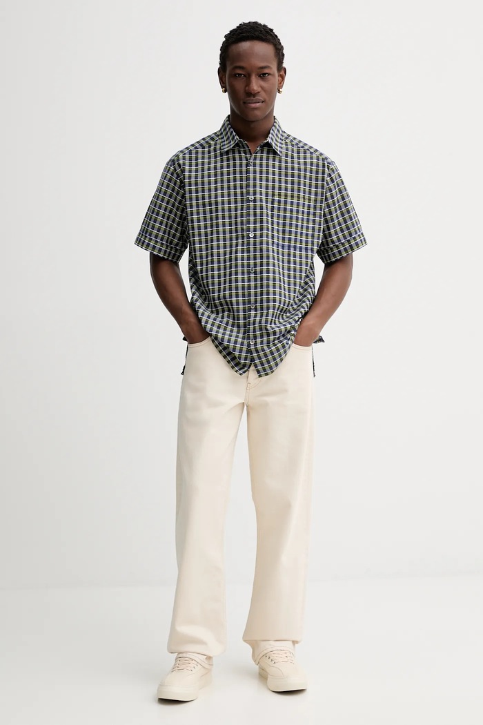 Bavlněná košile A.P.C. Chemisette Ross COHGA.H12541 námořnická modř SS25