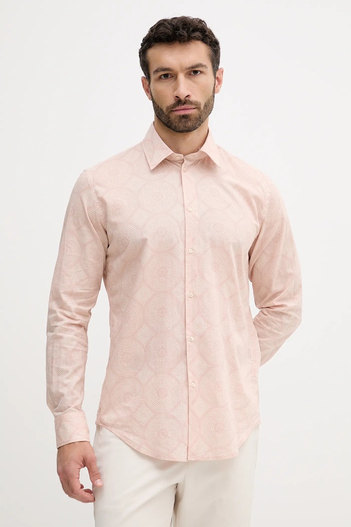 United Colors of Benetton koszula bawełniana wzorzyste pomarańczowy 5UBMUQ04A