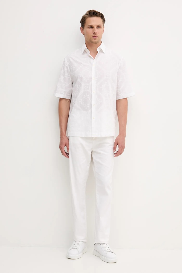 United Colors of Benetton Bavlnená košeľa United Colors of Benetton 5UBMUQ05P biela SS25