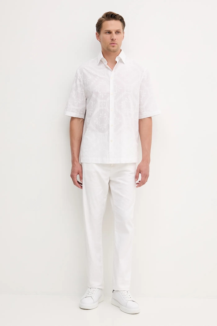 United Colors of Benetton Bavlnená košeľa United Colors of Benetton 5UBMUQ05P biela SS25