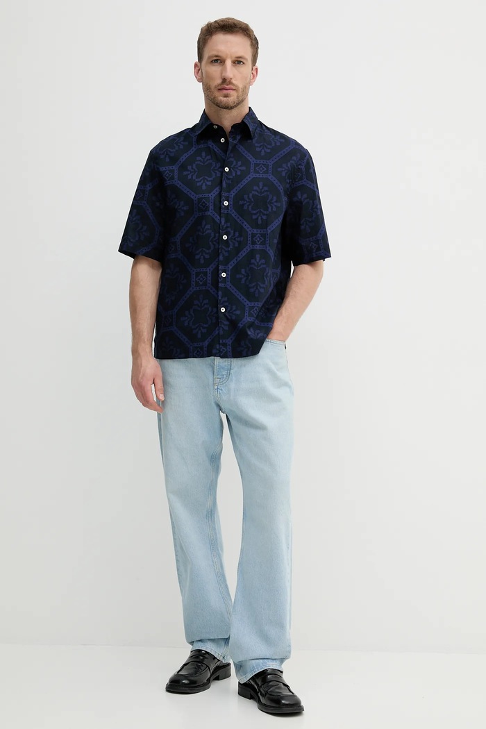 United Colors of Benetton koszula bawełniana 5UBMUQ05P granatowy SS25