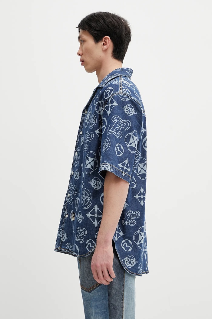 Evisu Cămașă jeans Monogram AOP Denim SS 2ESHTM5DI1147 albastru SS25