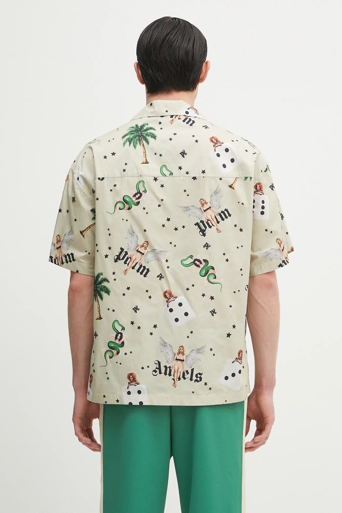 Одежда Хлопковая рубашка Palm Angels Pin Up Bowling PMGG00AS25FAB0050B84 зелёный