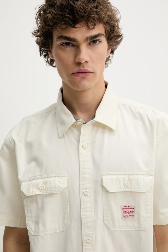 Bombažna srajca Levi's SS DALTON WORKER WW bež 001TA