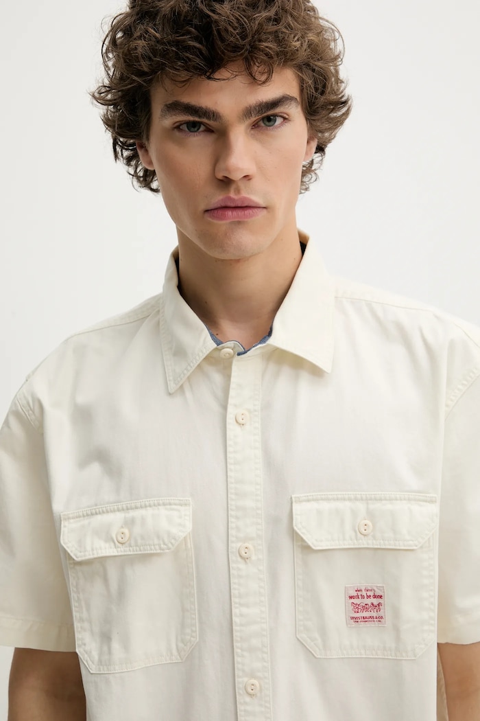 Bombažna srajca Levi's SS DALTON WORKER WW bež 001TA