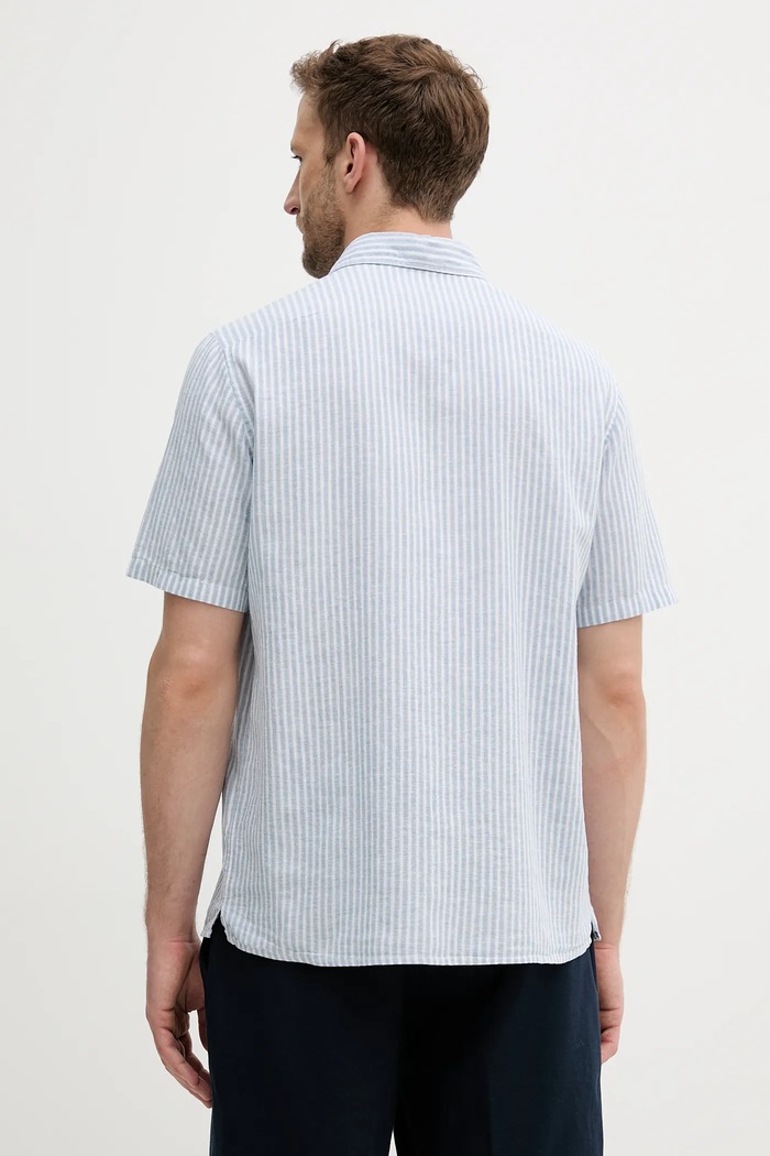 Lněná košile Sisley 51FCSQ03K modrá SS25