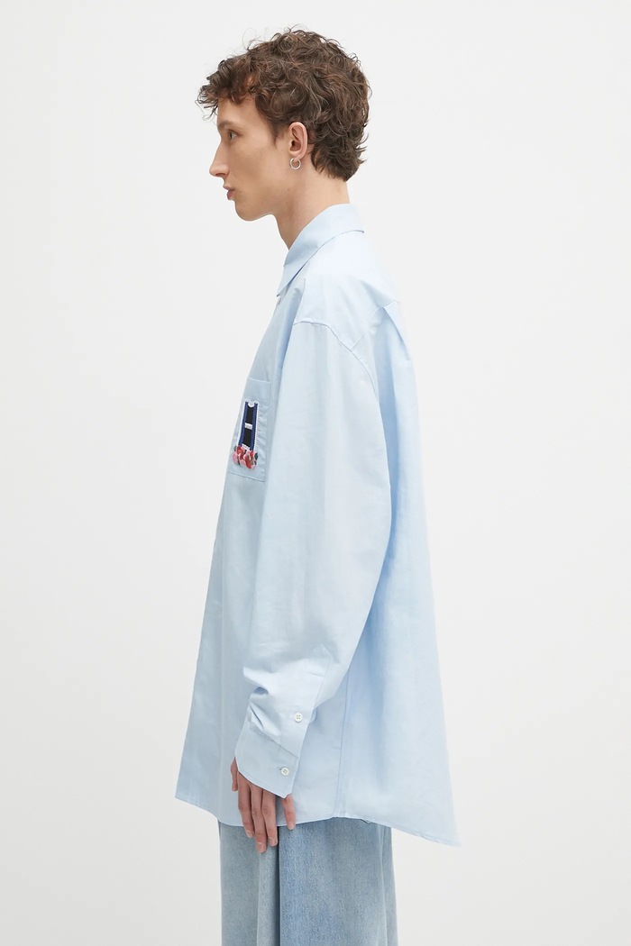 JW Anderson koszula bawełniana Window Embroidery SH0352.PG1698.804 niebieski SS25