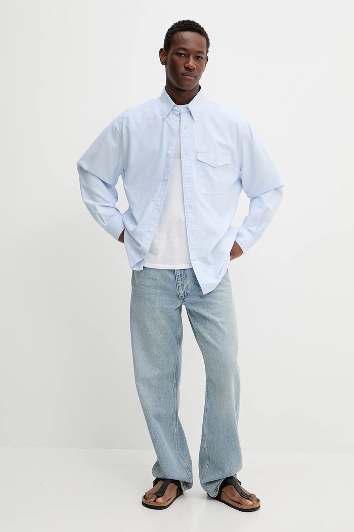 Bavlnená košeľa Filippa K 31429.FK modrá AW25