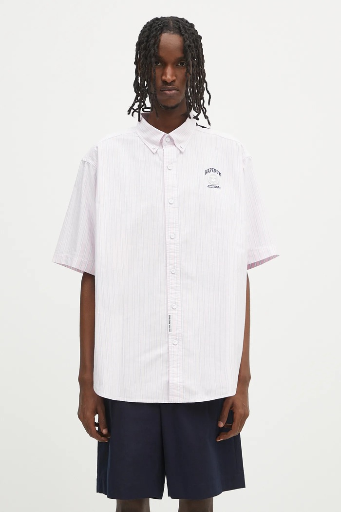 Pamučna košulja AAPE Now Short regular roza AAPSRM8517XXO