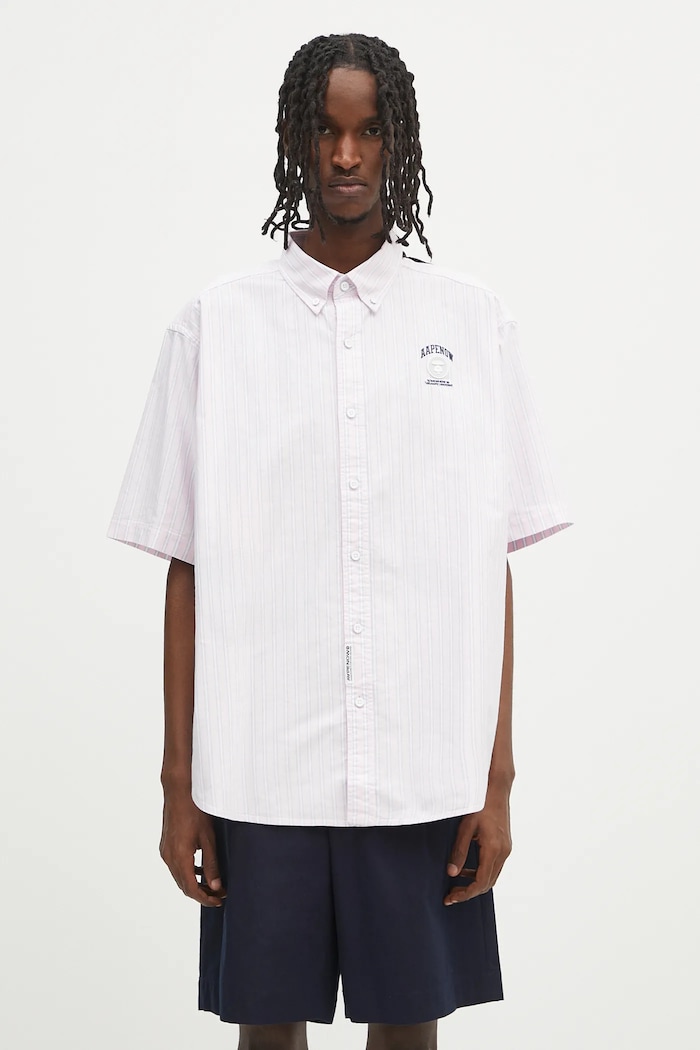 Pamučna košulja AAPE Now Short regular roza AAPSRM8517XXO